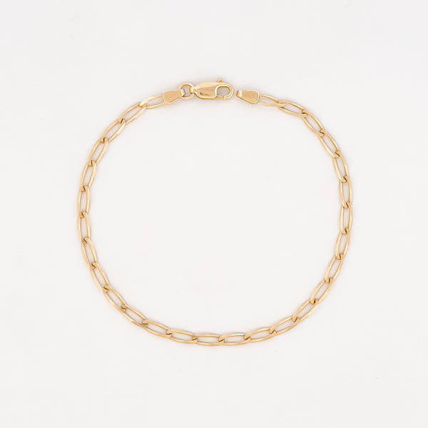 ARLO elongated curb bracelet in solid 9ct yellow gold. Italian-made, finished in Melbourne by AGOVIA.