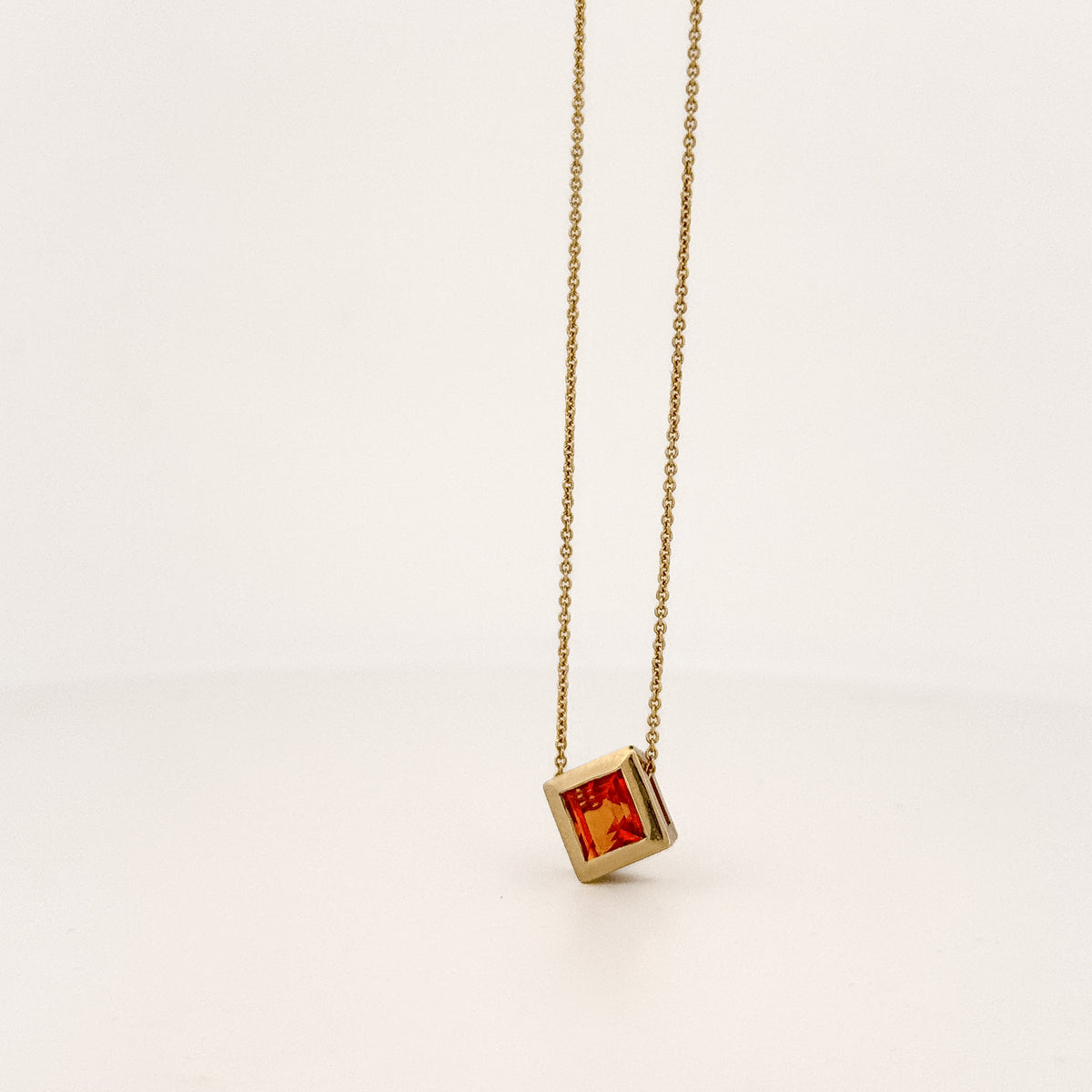 ATTICA Pendant in 9ct yellow gold, set with a baguette-cut Madeira citrine. Handmade in Melbourne by AGOVIA.