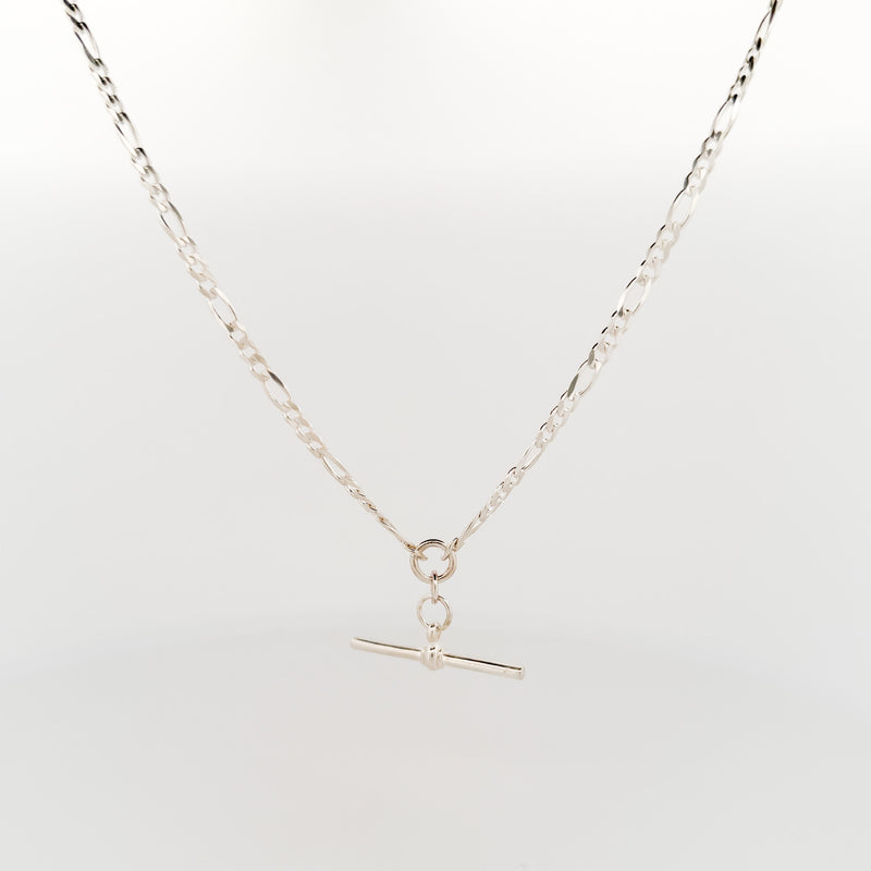 MAS fob chain in sterling silver, figaro links with a sterling T-bar. Handmade in Melbourne by AGOVIA.