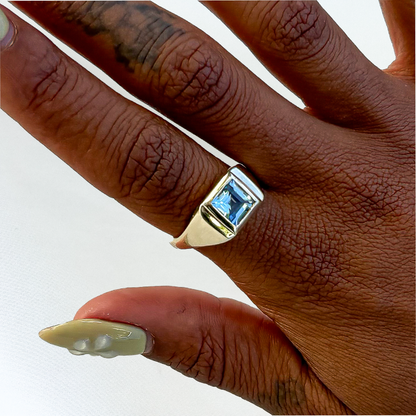 CarréClaw Ring (aquamarine)