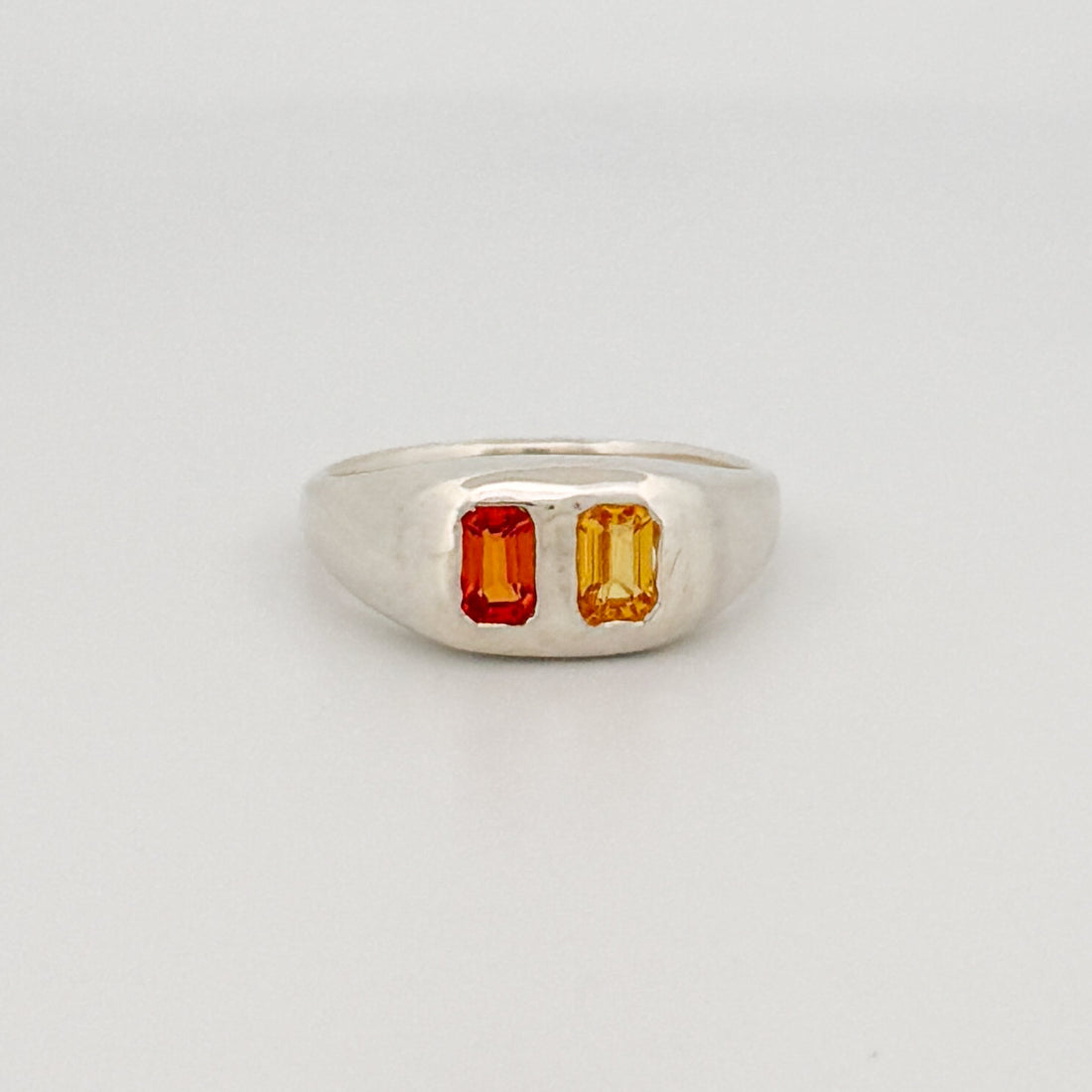 Sterling Silver Flavia Ring with Orange and Yellow Sapphire