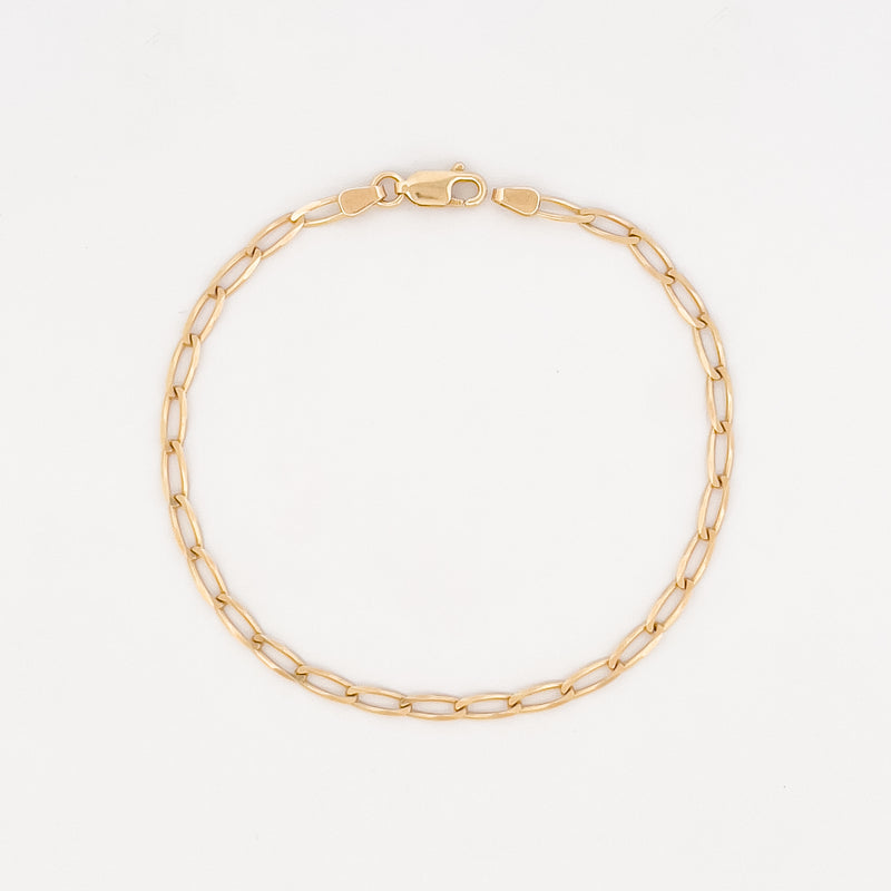 ARLO elongated curb bracelet in solid 9ct yellow gold. Italian-made, finished in Melbourne by AGOVIA.