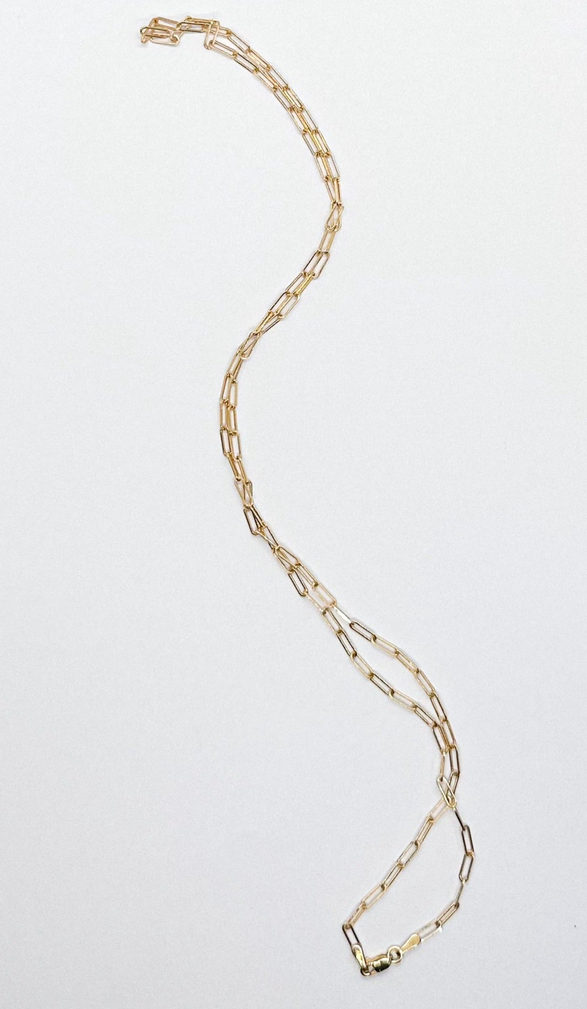 EUGENIA Chain in 9ct yellow gold, an Italian-made paperclip link chain. Handmade in Melbourne by AGOVIA.