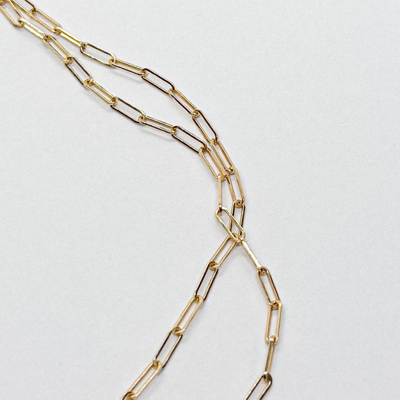 EUGENIA Chain in 9ct yellow gold, an Italian-made paperclip link chain. Handmade in Melbourne by AGOVIA.