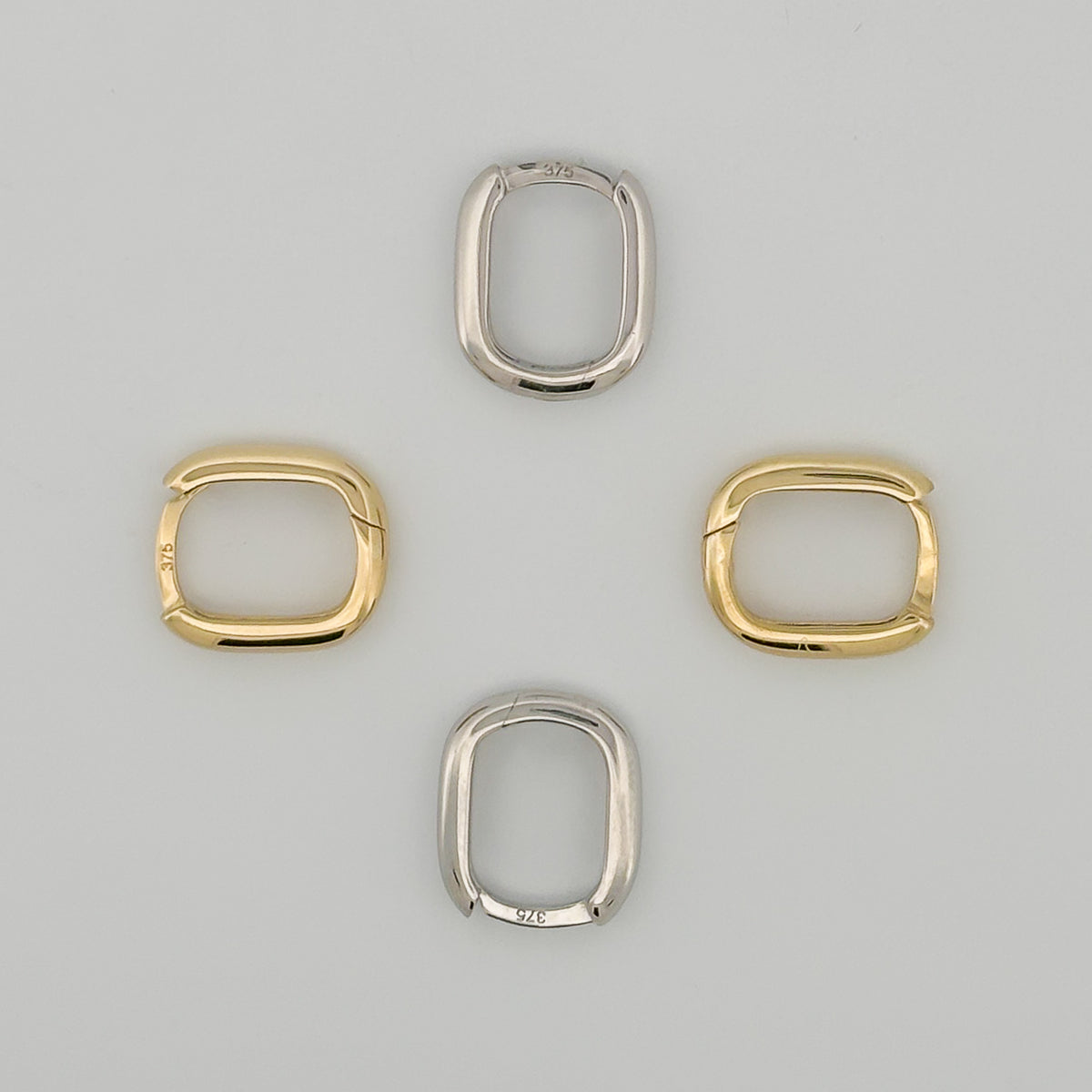 BOX Hoops in solid 9ct yellow gold. Italian-made fine jewellery hoops by AGOVIA.