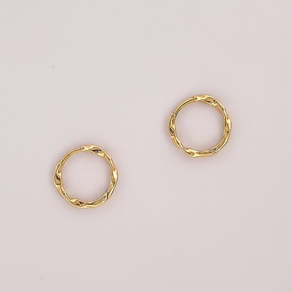 ARIMA Hoops in solid 9ct or 18ct yellow gold, twisted design. AGOVIA fine jewellery.