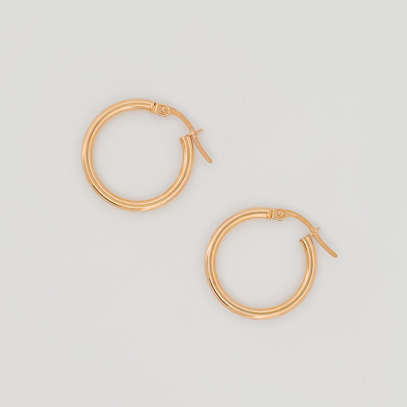 SANTANA Hoops in solid 9ct or 18ct yellow gold, statement hoop earrings. AGOVIA fine jewellery.