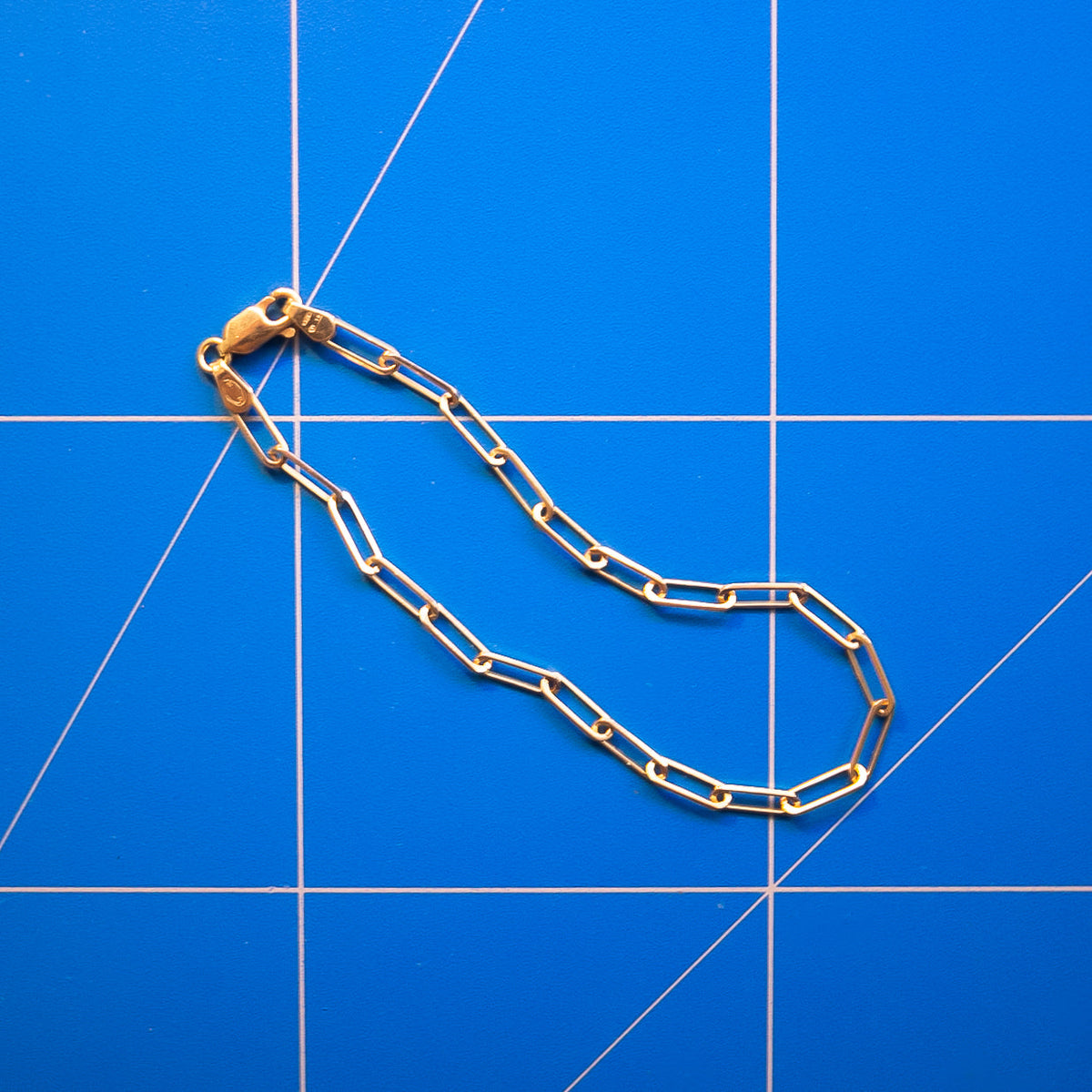 EUGENIA Bracelet in 9ct yellow gold, an Italian-made paperclip link chain, 19cm. Handmade in Melbourne by AGOVIA.