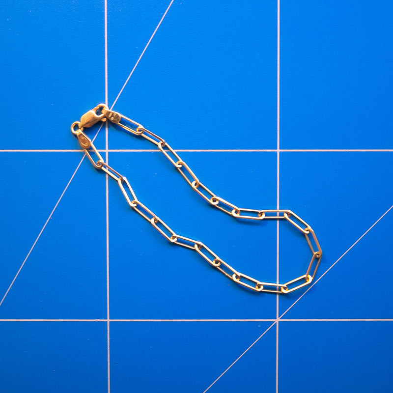 EUGENIA Bracelet in 9ct yellow gold, an Italian-made paperclip link chain, 19cm. Handmade in Melbourne by AGOVIA.