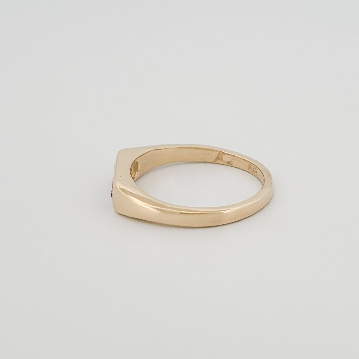 TECLA Ring in 9ct yellow gold, set with emerald-cut pink and yellow Ceylon sapphires. Handmade in Melbourne by AGOVIA.