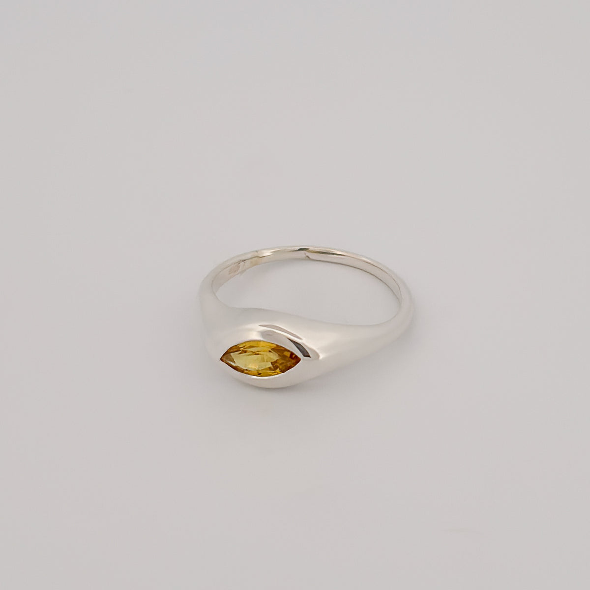EUSTASIA Ring in sterling silver, set with a marquise golden sapphire. Handmade in Melbourne by AGOVIA.