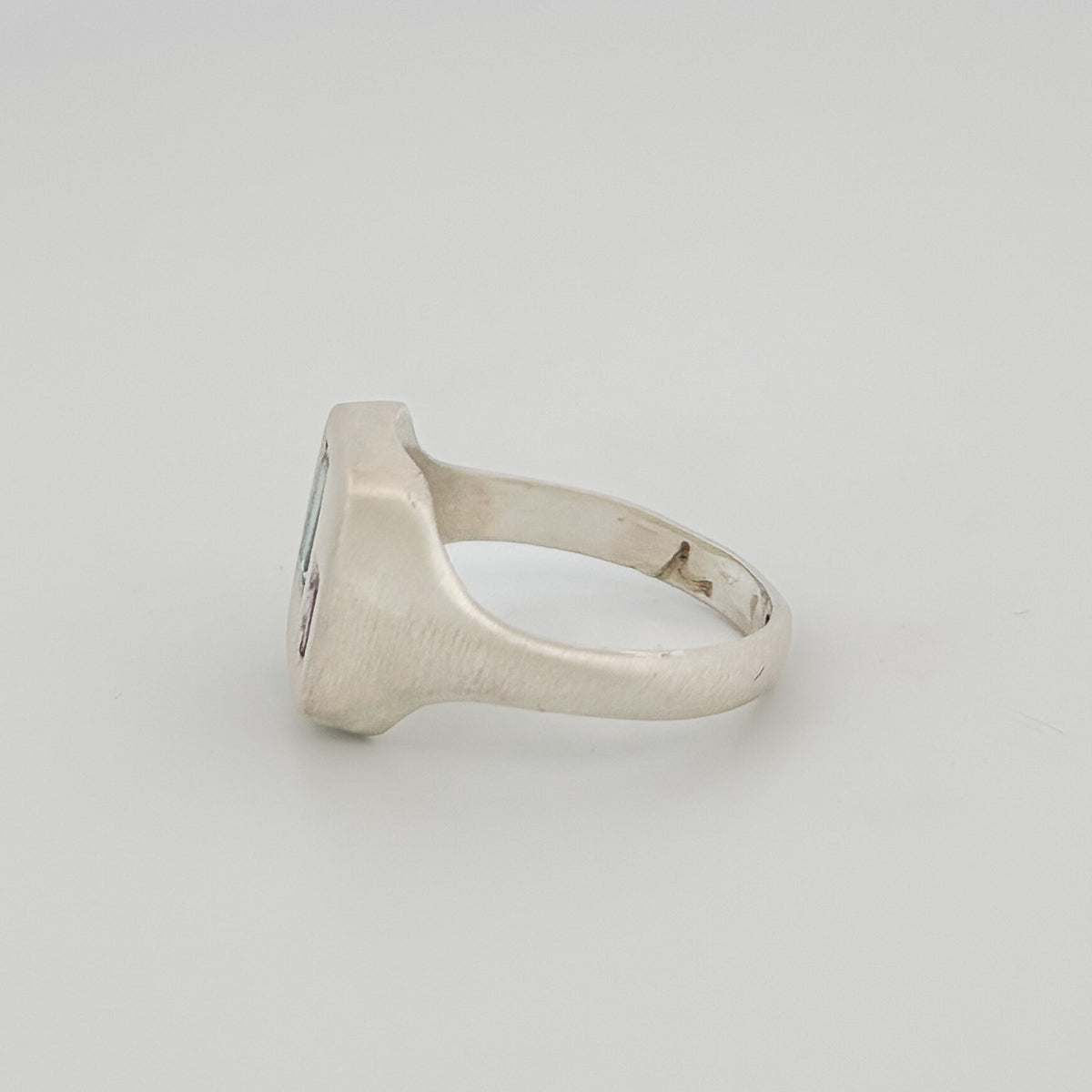 ALEXANDRA Ring in sterling silver, set with baguette aquamarine and pink sapphire. Handmade in Melbourne by AGOVIA.