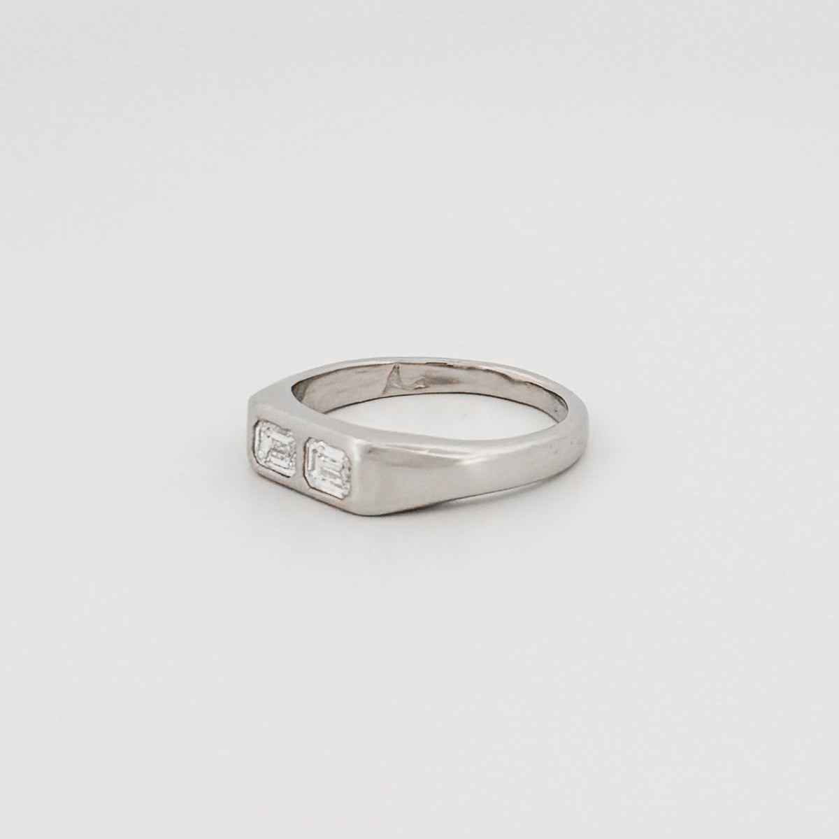 AYXA Ring in platinum, set with emerald-cut lab-grown diamonds. Handmade in Melbourne by AGOVIA.