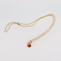 MARIGOLD Pendant in recycled 9ct yellow gold, set with an oval-cut citrine on an Italian paperlink chain. Handmade in Melbourne by AGOVIA.