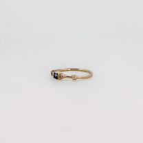 MINERVA Ring in recycled 9ct yellow gold, set with an Australian sapphire and old-cut diamonds. Handmade in Melbourne by AGOVIA.
