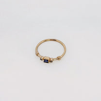 MINERVA Ring in recycled 9ct yellow gold, set with an Australian sapphire and old-cut diamonds. Handmade in Melbourne by AGOVIA.