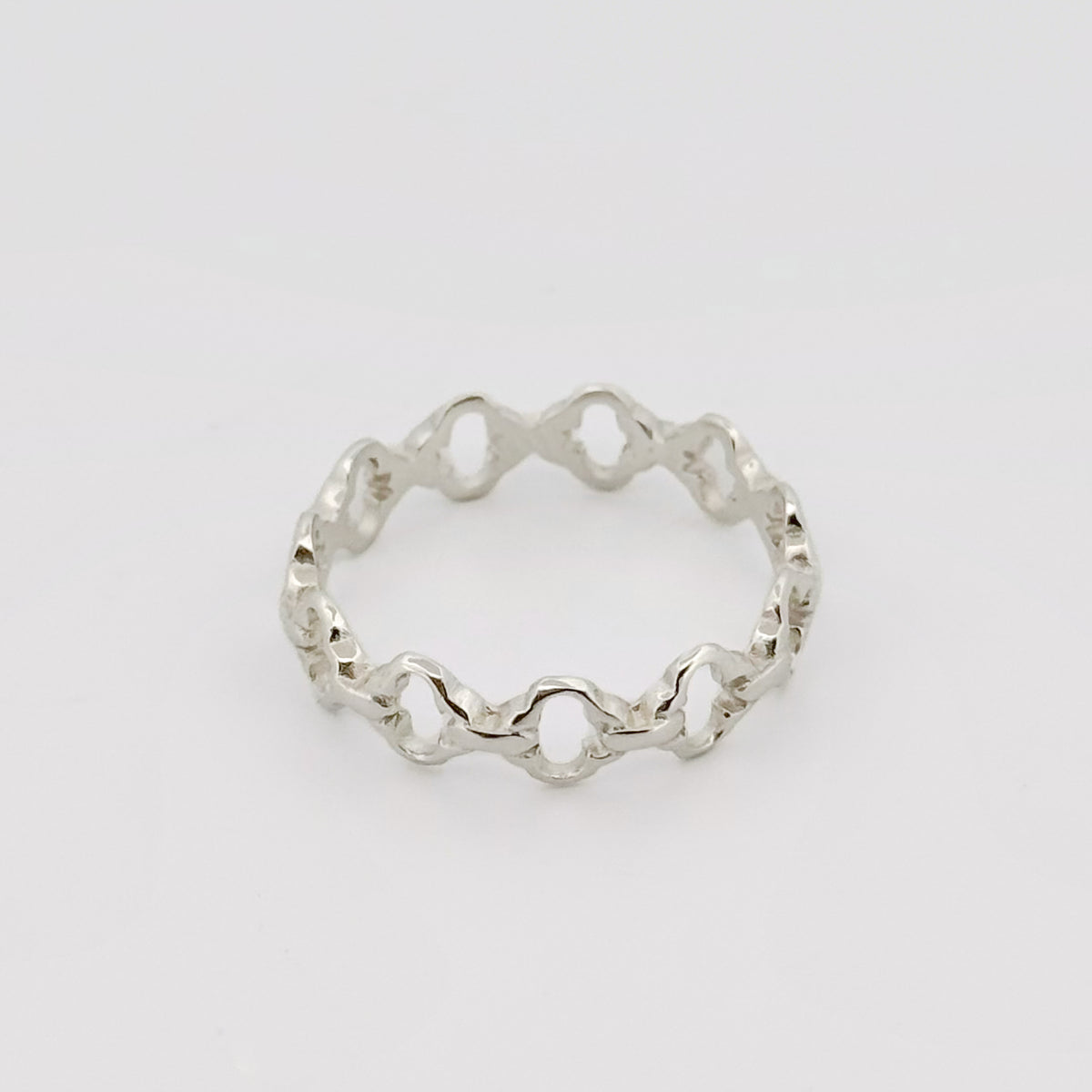 FLEURON Ring in Argentium silver, angled front view. Made in Melbourne by AGOVIA.