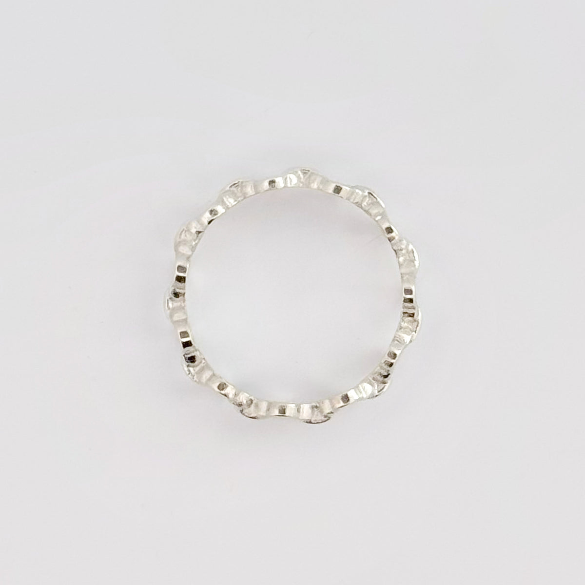 FLEURON Ring in Argentium silver, seen from above. Made in Melbourne by AGOVIA.