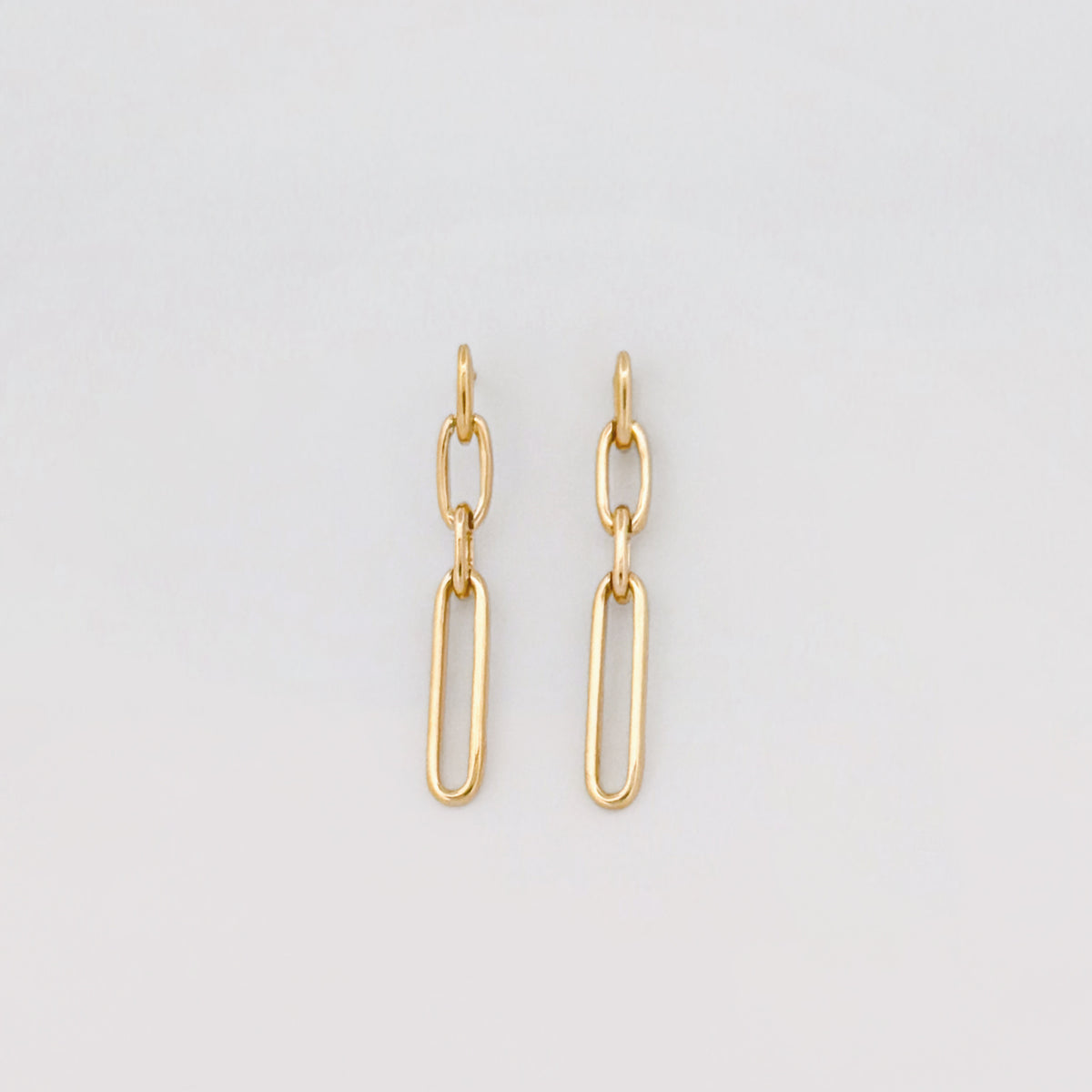 BEBE drop earrings in solid 9ct or 18ct yellow gold, a fluid chain-link design. Handmade in Melbourne by AGOVIA.