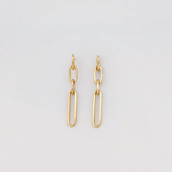 BEBE drop earrings in solid 9ct or 18ct yellow gold, a fluid chain-link design. Handmade in Melbourne by AGOVIA.