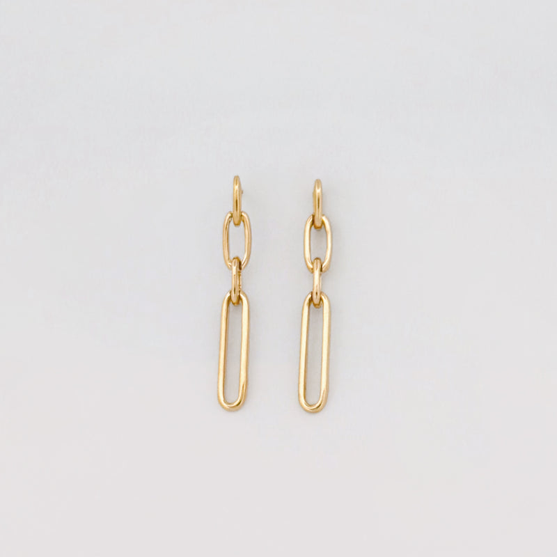 BEBE drop earrings in solid 9ct or 18ct yellow gold, a fluid chain-link design. Handmade in Melbourne by AGOVIA.