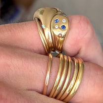 Agovia Gold Sapphire Diamond ASTRO Signet Ring on hand