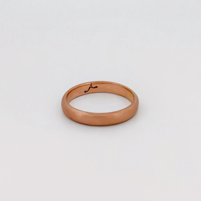 PERPETUAL wedding band in 9ct pink gold, hand-engraved. Handmade in Melbourne by AGOVIA.