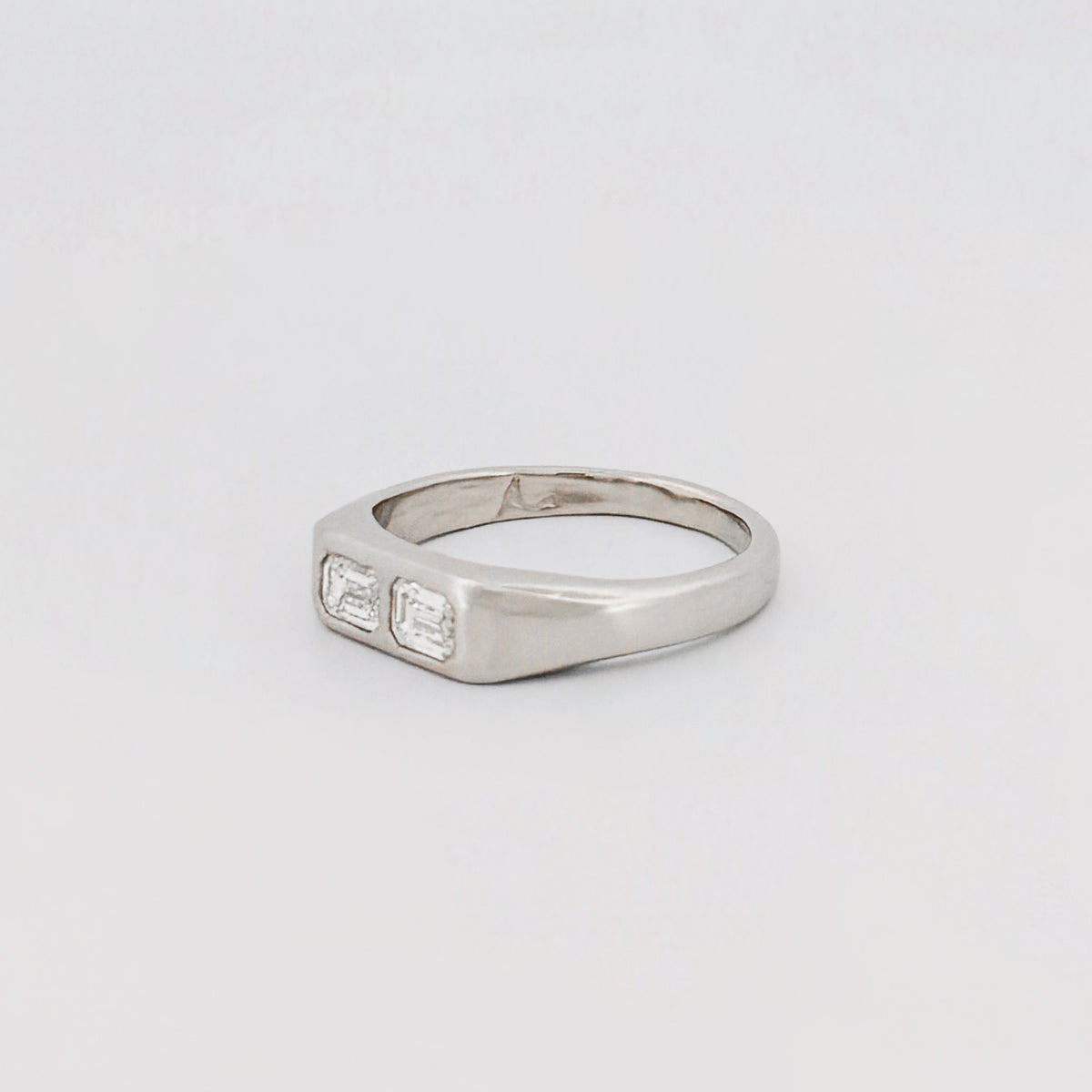 AYXA Ring set with emerald-cut lab-grown diamonds. Handmade in Melbourne by AGOVIA.