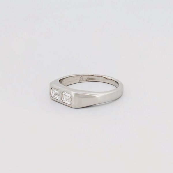AYXA Ring set with emerald-cut lab-grown diamonds. Handmade in Melbourne by AGOVIA.