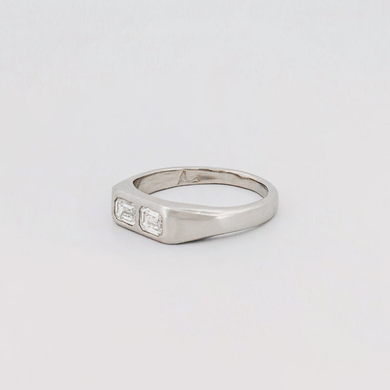 AYXA Ring set with emerald-cut lab-grown diamonds. Handmade in Melbourne by AGOVIA.