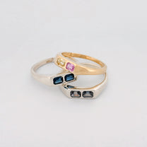 AYXA Ring in recycled sterling silver, set with an emerald-cut Australian blue sapphire. Handmade in Melbourne by AGOVIA.