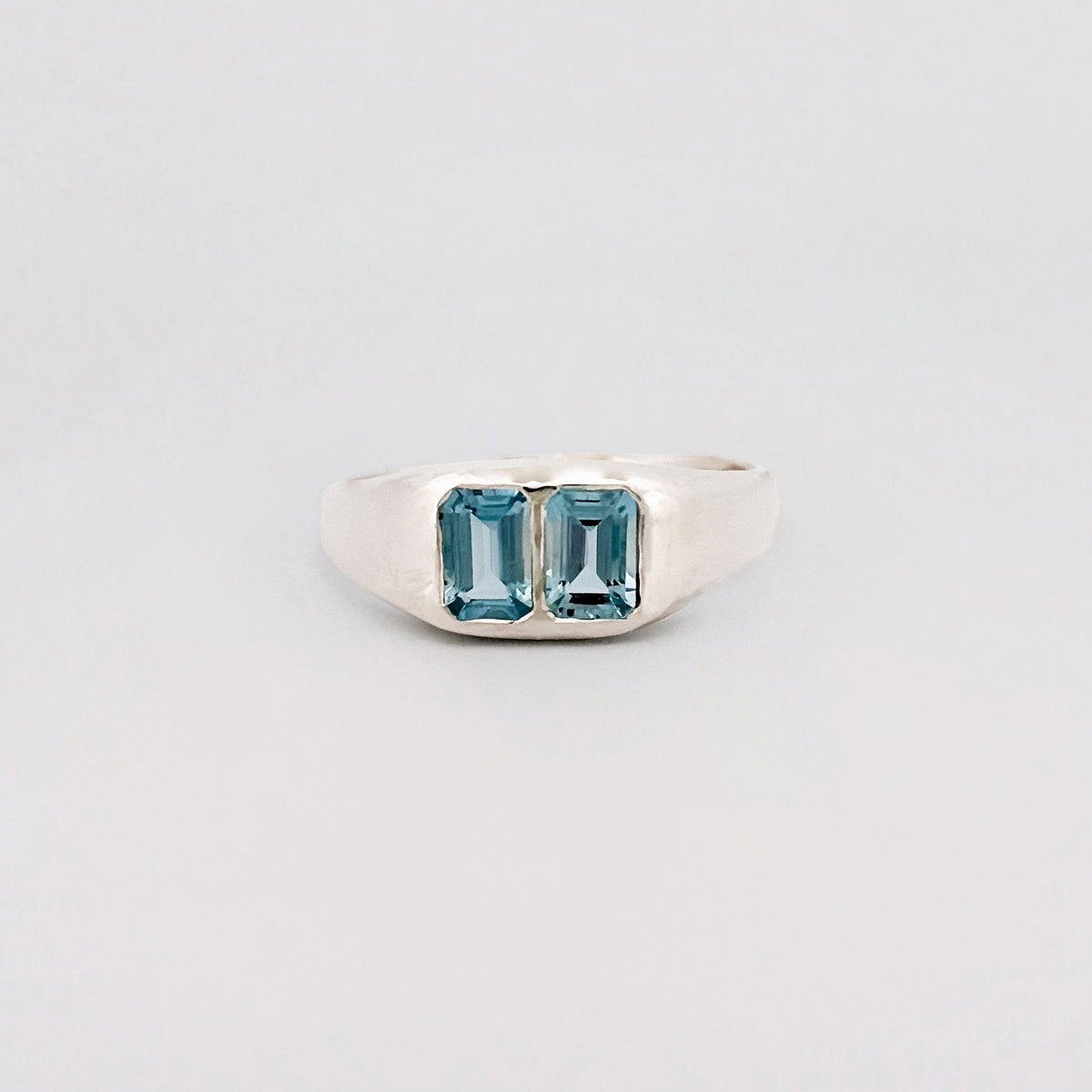 CITO Ring in sterling silver, set with two aquamarines. Handmade in Melbourne by AGOVIA.