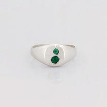 Agovia Silver Emerald PERPETUAL Signet Ring Front