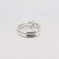 JUNO Ring in recycled sterling silver, twin OLE bands joined by a smaller silver ring. Handmade in Melbourne by AGOVIA.