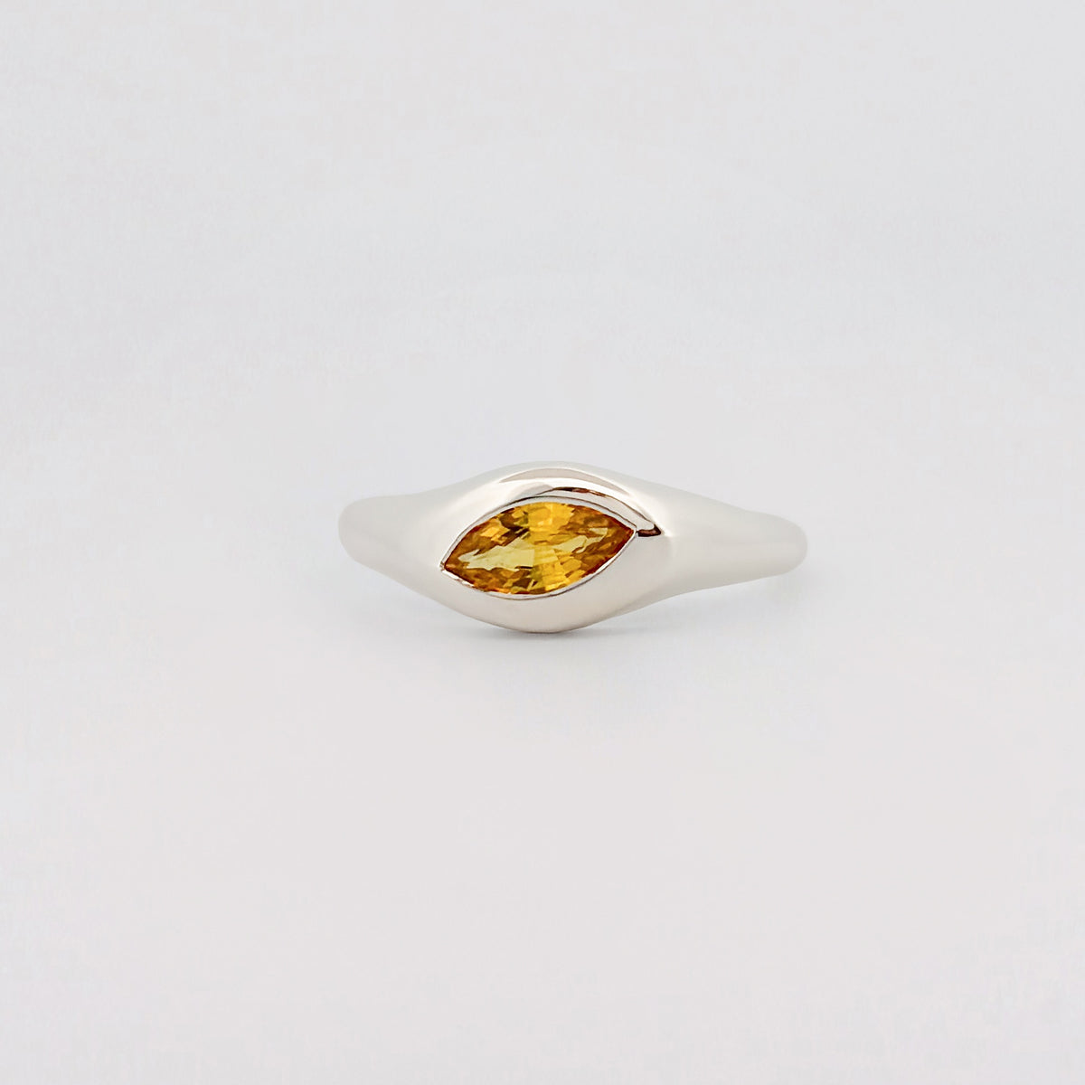 EUSTASIA Ring in sterling silver, set with a marquise golden sapphire. Handmade in Melbourne by AGOVIA.