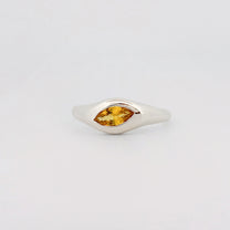 EUSTASIA Ring in recycled sterling silver, set with a marquise golden sapphire. Handmade in Melbourne by AGOVIA.