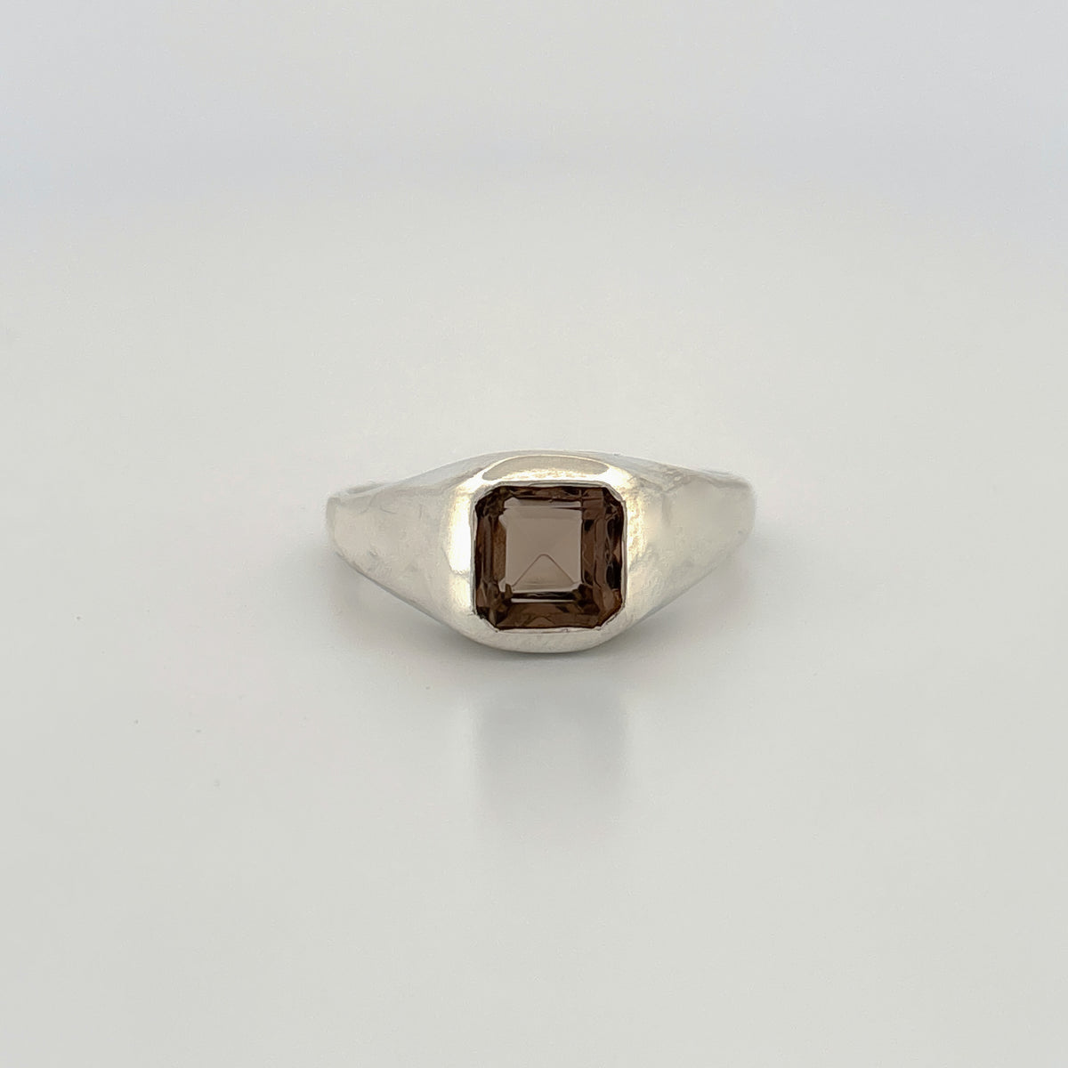 IOLO Ring in sterling silver, set with a square-cut smoky quartz. Handmade in Melbourne by AGOVIA.